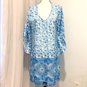 MISLOOK blue SWIMSUIT Fringe COVERUP WOMEN’s size LARGE